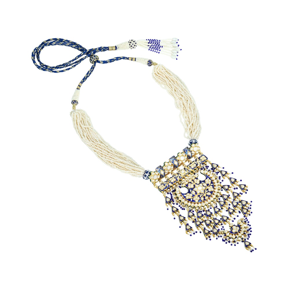 Indigo Enameled With Cheed Pearl Pendant